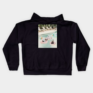 Panda Bear and White Polar Bear in the swimming pool Kids Hoodie